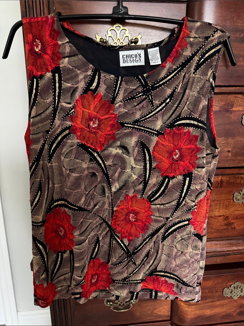 Red Floral Sleeveless Tank